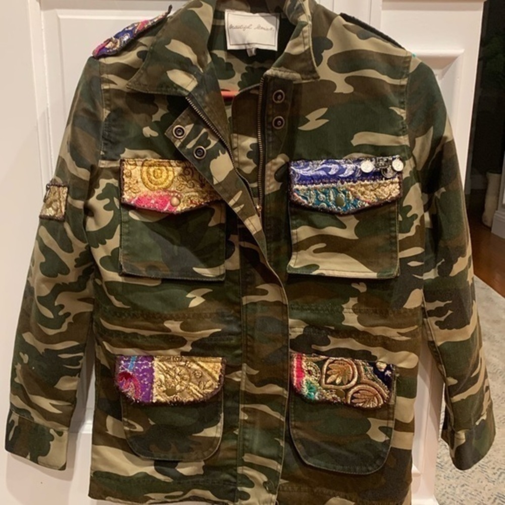 Beautiful stories camo military embellished jacket size S - Picture 2 of 12